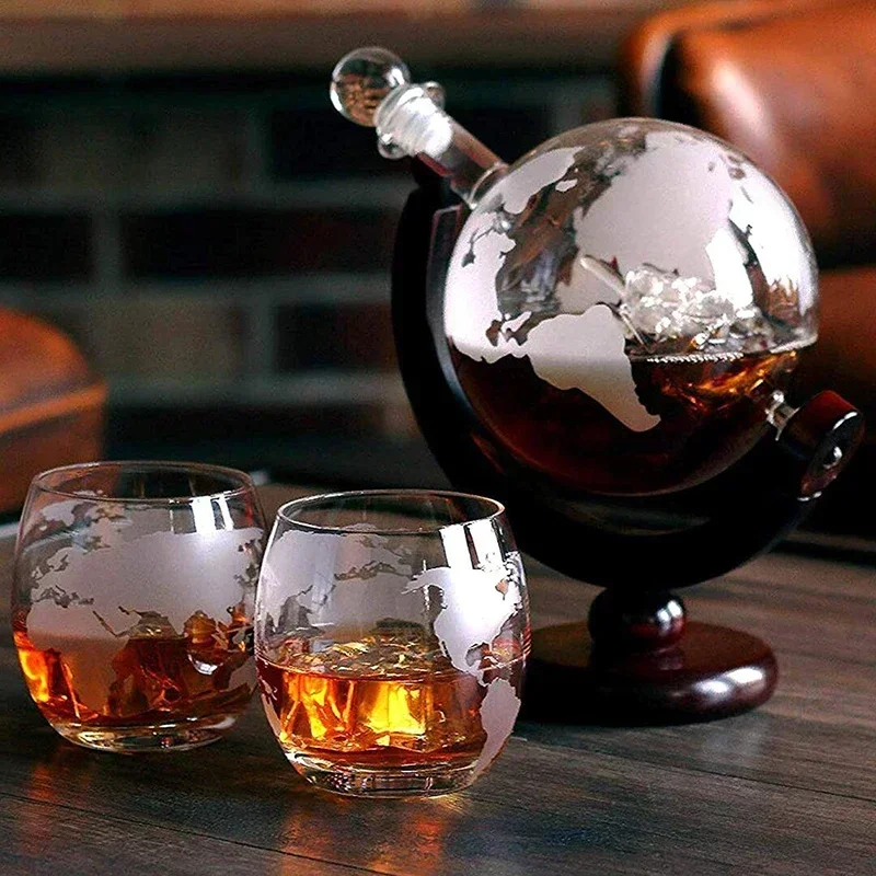 Decanter Globe Set - Kreatives Globus-Dekanter-Set mit bleifreier Karaffe, exquisiter