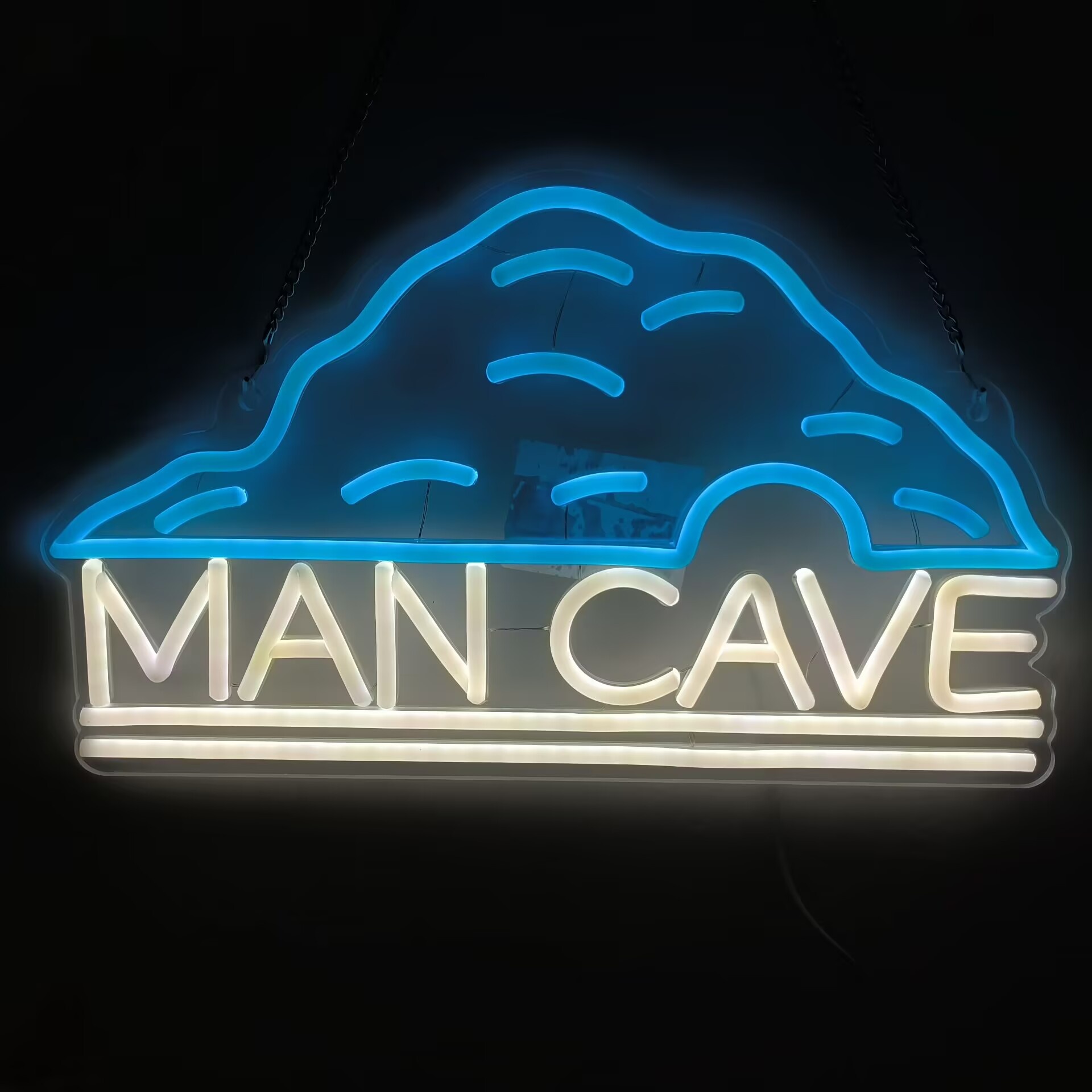 Home Bar Lounge - Männerhöhle Neonschild LED-Wandkunst mit Hängekette, USB-betrieben,