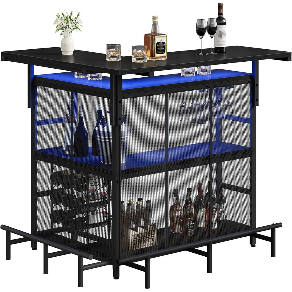 Home Bar Shelves - Bar-Einheit für Zuhause, L-förmiger Bartisch mit