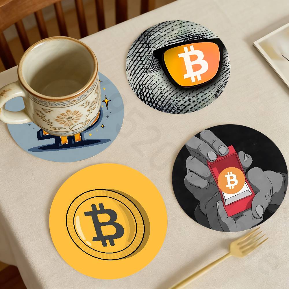 Bar Mat Rubber - Bitcoin Kryptowährung BTC Holz-Untersetzer für Tee,